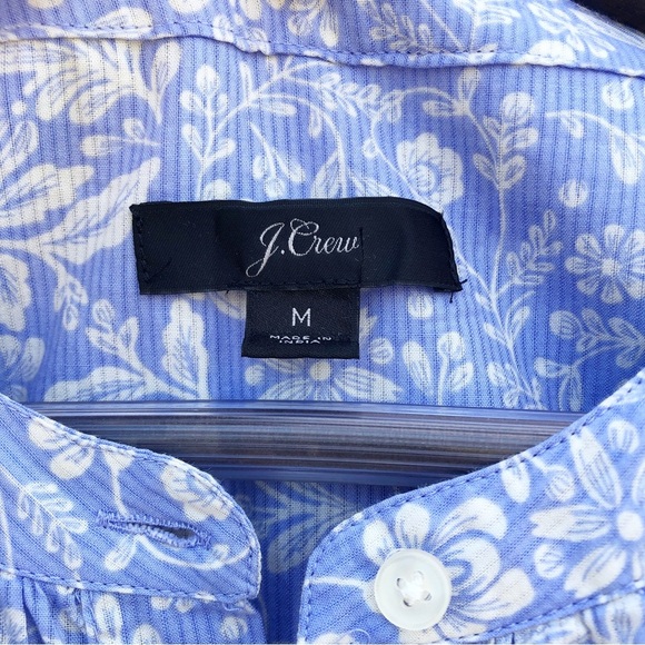 J.CREW | FLORAL RUFFLE LONG SLEEVED LIGHT BLUE AND WHITE BLOUSE MEDIUM - Picture 6 of 8